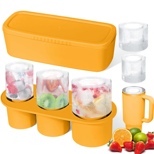 Ice Cube Tray for Stanley Cup Silicone Ice Cube Maker With Lid for 30-40 oz Tumbler for Chilling Whiskey Cocktails Drinks Coffee Easy Fill and Release Ice Maker BPA Free